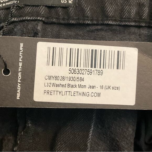 PrettyLittleThing Black High Rise Mom Jean 12 NEW Classic Preppy Normcore Casual - Picture 8 of 9